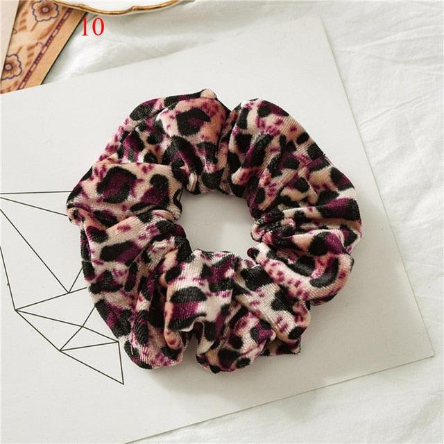 Leopard Velvet Scrunchies Hair Accessories For Women Girl Elastic Hair Ring Hair tie Ponytail Holder Rubber Hair Band Ponytail Holder Accessories for Women And Girls