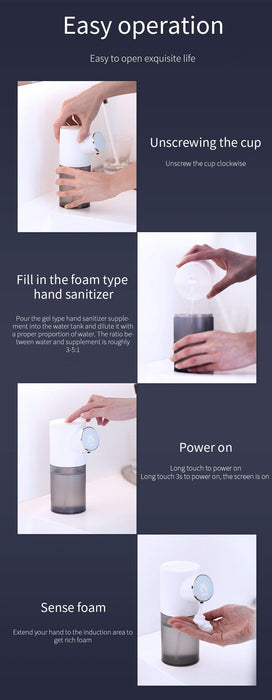 Liquid Soap Dispensers USB Rechargeable Temperature Display Automatic Dispenser Soap Foam Hand Sanitizer Machine Automatic Foaming Soap Dispenser Touchless Rechargeable Sensor Hand Soap Dispenser With Display Suitable For Bathrooms Kitchens Restaurant