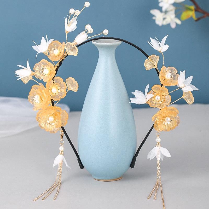 Long Tassel Headbands Hairband Simulated Pearl Leaf Tiaras and Crowns Forehead Jewelry for Women Girls Hair Accessories  Hair Band Headpiece Classic Hair Accessories Soft Sister Crown