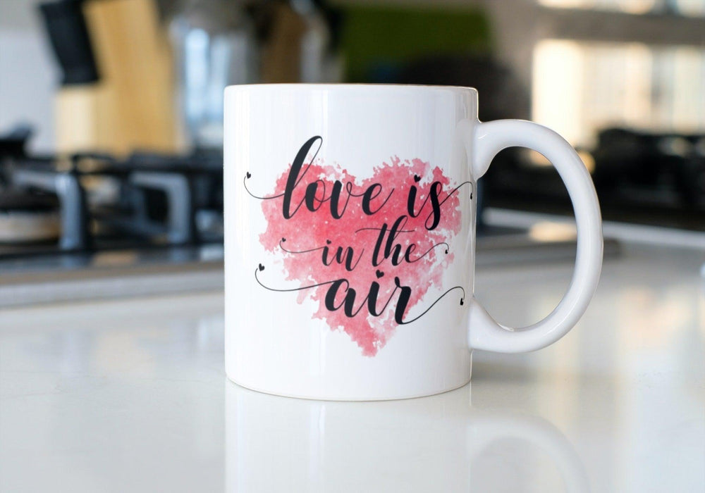" Love is in the Air " Coffee Mug Valentines Gifts For Best Friends, Coffee Mug, Christmas Valentine's Day Birthday Gift for Her Him Wife  Valentines Day Wife Birthday Gift from Husband Anniversary for Her Wifey White Coffee Mug