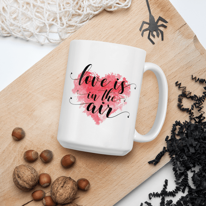" Love is in the Air " Coffee Mug Valentines Gifts For Best Friends, Coffee Mug, Christmas Valentine's Day Birthday Gift for Her Him Wife  Valentines Day Wife Birthday Gift from Husband Anniversary for Her Wifey White Coffee Mug