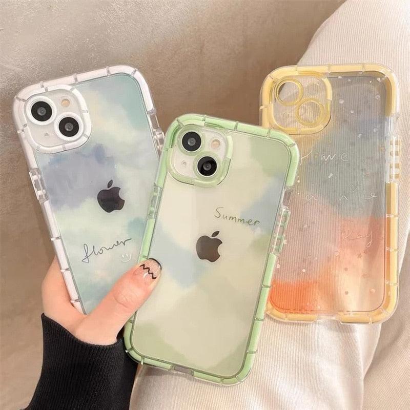 Luminous Art Abstract Phone Case For iPhone 13 12 11 Pro Max Transparent Silicone Shockproof Bumper Cover  Floral Girly Transparent Phone Case Glow In Dark iphone case