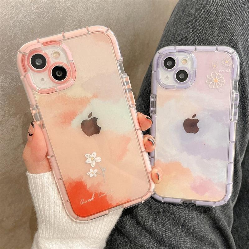 Luminous Art Abstract Phone Case For iPhone 13 12 11 Pro Max Transparent Silicone Shockproof Bumper Cover  Floral Girly Transparent Phone Case Glow In Dark iphone case