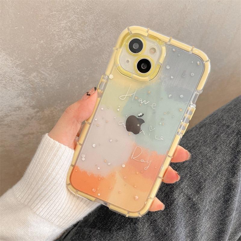 Luminous Art Abstract Phone Case For iPhone 13 12 11 Pro Max Transparent Silicone Shockproof Bumper Cover  Floral Girly Transparent Phone Case Glow In Dark iphone case