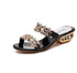 Luxury Black Shiny Women Summer Beach Sandals Fashion Women Rhinestone Outdoor Slippers Rhinestone Glitter Square Toe Ring Elastic Slingback Flat Casual Summer Beach Sandals
