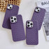 Luxury Breathable Mesh Grid Weave Phone Case For iPhone 14 Pro Max 13 12 11 Purple Leather Soft Silicone Cover Weave Grid Lattice Print Design Soft Silicone Camera Screen Protect Bumper Case for Women
