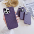 Luxury Breathable Mesh Grid Weave Phone Case For iPhone 14 Pro Max 13 12 11 Purple Leather Soft Silicone Cover Weave Grid Lattice Print Design Soft Silicone Camera Screen Protect Bumper Case for Women