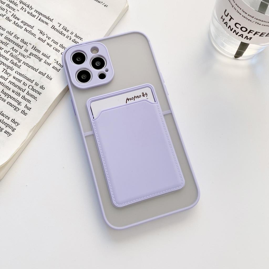 Luxury Card Holder Wallet Case For iPhone 11 Pro Max 12 Mini X XR 7 8 Plus XS Max Hard Solid Color Clear Protection Cover  Soft Silicone Shockproof Back Cover
