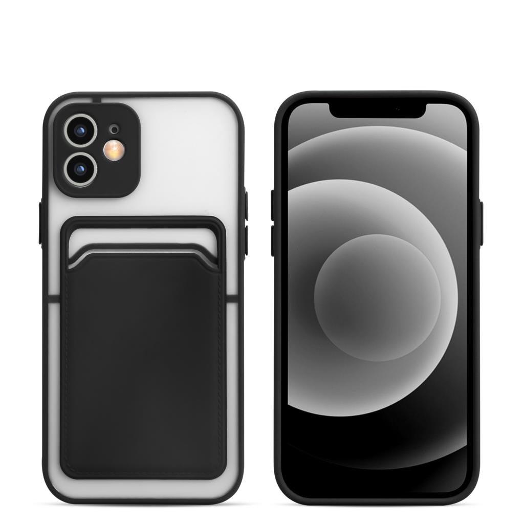 Luxury Card Holder Wallet Case For iPhone 11 Pro Max 12 Mini X XR 7 8 Plus XS Max Hard Solid Color Clear Protection Cover  Soft Silicone Shockproof Back Cover