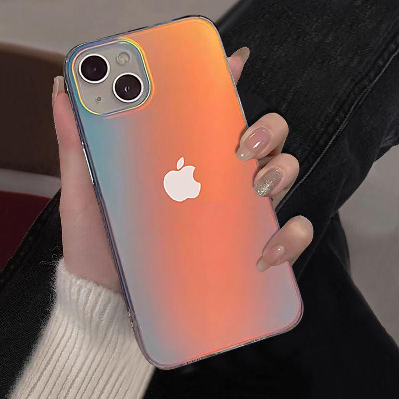 Luxury Colorful Phone Case for iPhone 14 13 Pro Max 12 11 XS X XR 7 Plus 12 13 Mini Shockproof Clear Protective Case Shock-Absorbing Bright Cover Shiny Finish Back Cover
