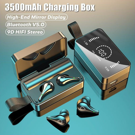 Luxury Earphone Bluetooth Compatible Headphones With Mic 3500mAh Mirror Charging Box Wireless Headphones Noise Cancelling HiFi Earbud Gaming Headsets Bluetooth MP3 Music Playes Sports Wireless Waterproof Touch Control Headphones