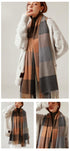 Luxury Fashion Autumn Winter Soft Warm Scarf Plaid Colorful Hijabs Cashmere Scarves Warm Soft Bandana Women's Lightweight Scarves Elegant Echarpe Escharpe Soft Wool Elegant Tassel For Women - ALLURELATION - 550, accessories, Bandana, beanie, bonnet, caps, chiffon hijabs, corchet, crochet, gifts, hainbands, hair accessories, head caps, headbands, headdress, headtie, scarf, scarves, warm headbands, warm hijabs, winter headwear, winter hijabs, winter scarfs, winter warm headband - Stevvex.com