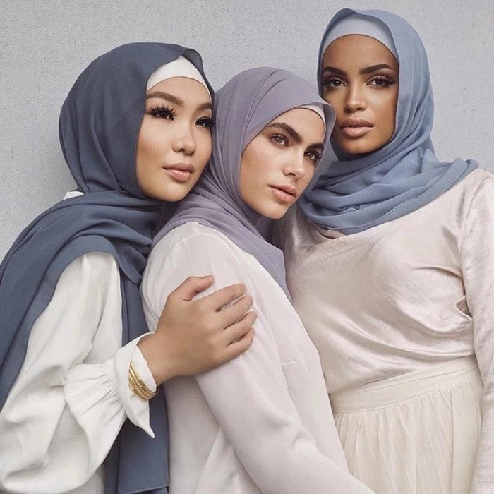 Luxury Fashion Long Soft Solid Chiffon Scarf Head Wrap Echarpe Shawl Lightweight Headscarf Instant Ready To Wear Elegant Hijab Scarf Wrap Muslim Shawl Islamic Hijabs Arab Wrap Head Scarves For Women