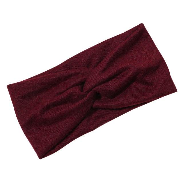 Luxury Fashion Winter Soft Solid Color Elastic Elegant Wide Knitting Cross Lightweight Headband Yoga Turban Bandage Bandanas Hair Bands For Women