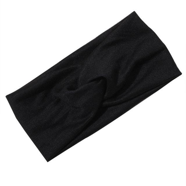 Luxury Fashion Winter Soft Solid Color Elastic Elegant Wide Knitting Cross Lightweight Headband Yoga Turban Bandage Bandanas Hair Bands For Women