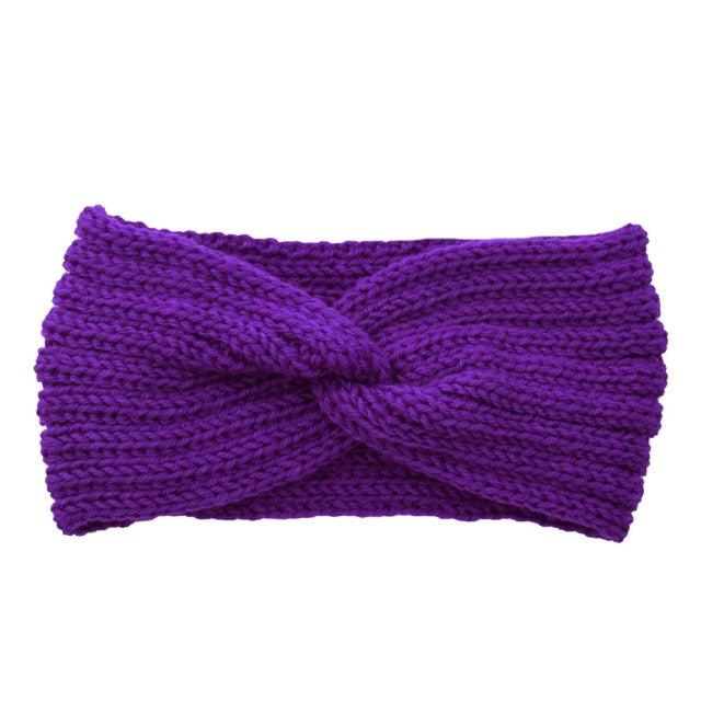 Luxury Fashion Winter Soft Solid Color Elastic Elegant Wide Knitting Cross Lightweight Headband Yoga Turban Bandage Bandanas Hair Bands For Women