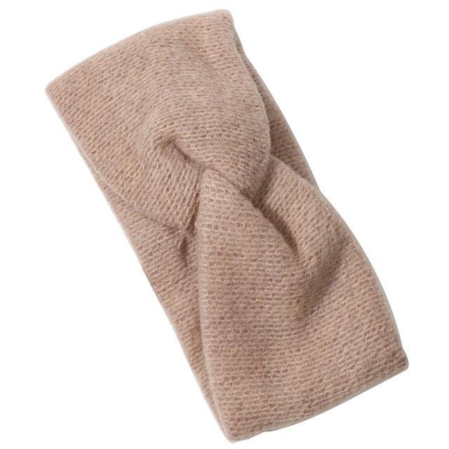 Luxury Fashion Winter Soft Solid Color Elastic Elegant Wide Knitting Cross Lightweight Headband Yoga Turban Bandage Bandanas Hair Bands For Women