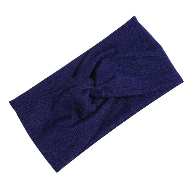 Luxury Fashion Winter Soft Solid Color Elastic Elegant Wide Knitting Cross Lightweight Headband Yoga Turban Bandage Bandanas Hair Bands For Women