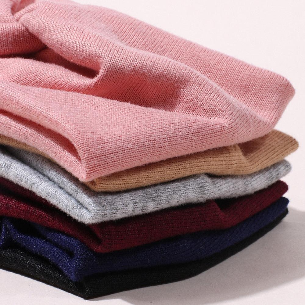 Luxury Fashion Winter Soft Solid Color Elastic Elegant Wide Knitting Cross Lightweight Headband Yoga Turban Bandage Bandanas Hair Bands For Women
