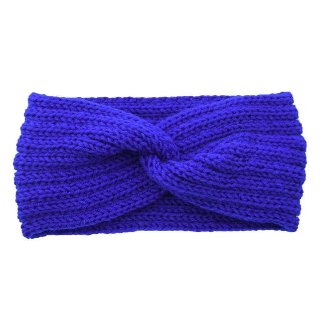 Luxury Fashion Winter Soft Solid Color Elastic Elegant Wide Knitting Cross Lightweight Headband Yoga Turban Bandage Bandanas Hair Bands For Women