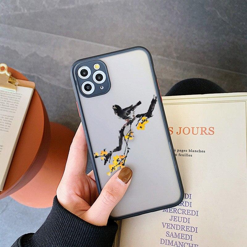 Luxury Flower Painting Phone Case For iPhone 11 Pro Max SE Matte Phone Case Cover For iPhone X Xs XR 6s 12 13 Mini pro Lilac Flower Famous Art Case for Girl Women Men Unique Soft Bumper Case Cover