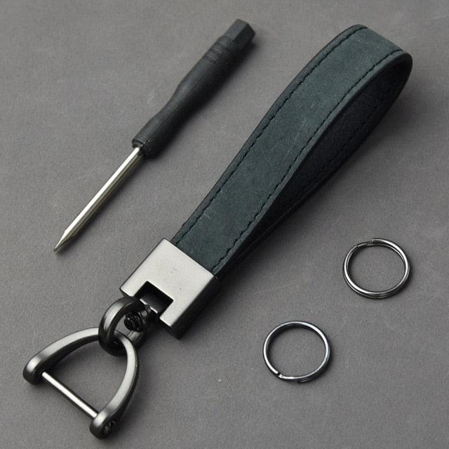 Luxury Genuine Leather Keychain Pure Color Car Key Chain Genuine Leather Car Keychain, Universal Key Fob Keychain Leather Detachable Woven Keychain for Men with 360 Degree Rotatable D-Ring Buckle Car Key Ring Car Accessories Gift Car Keychain