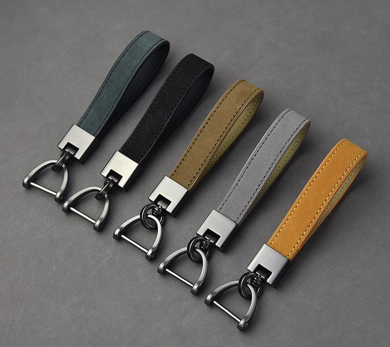 Luxury Genuine Leather Keychain Pure Color Car Key Chain Genuine Leather Car Keychain, Universal Key Fob Keychain Leather Detachable Woven Keychain for Men with 360 Degree Rotatable D-Ring Buckle Car Key Ring Car Accessories Gift Car Keychain
