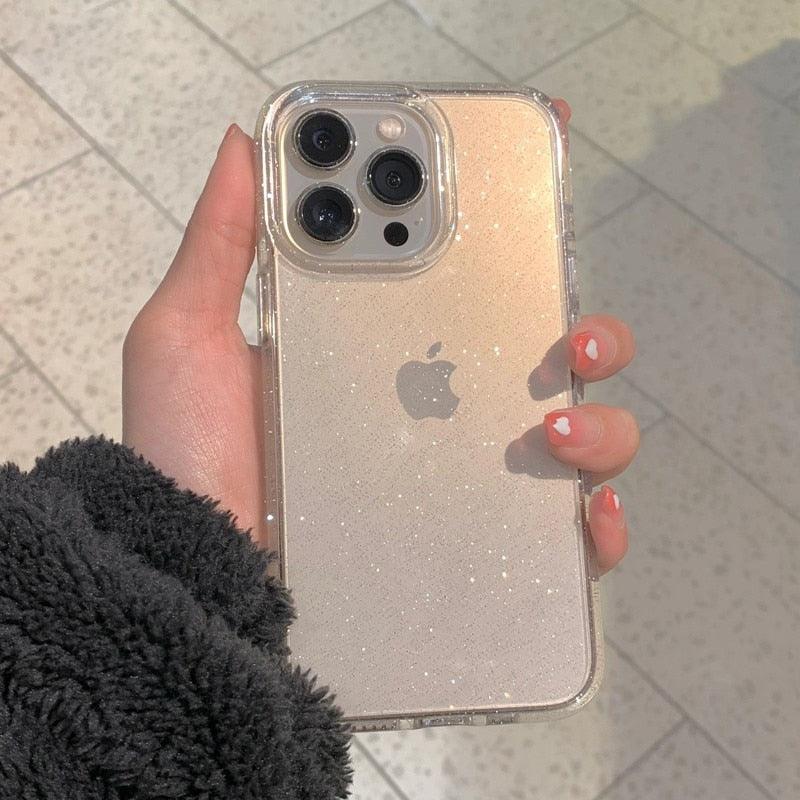 Luxury Glitter Bumper Crystal Clear Sparkly Glitter Shiny Soft Flexible Slim Fit Drop Protection Shockproof Cover For iPhone 14 13 12 11 Pro Max Mini X XS Max XR 14 7 8 Plus Silicone Cover