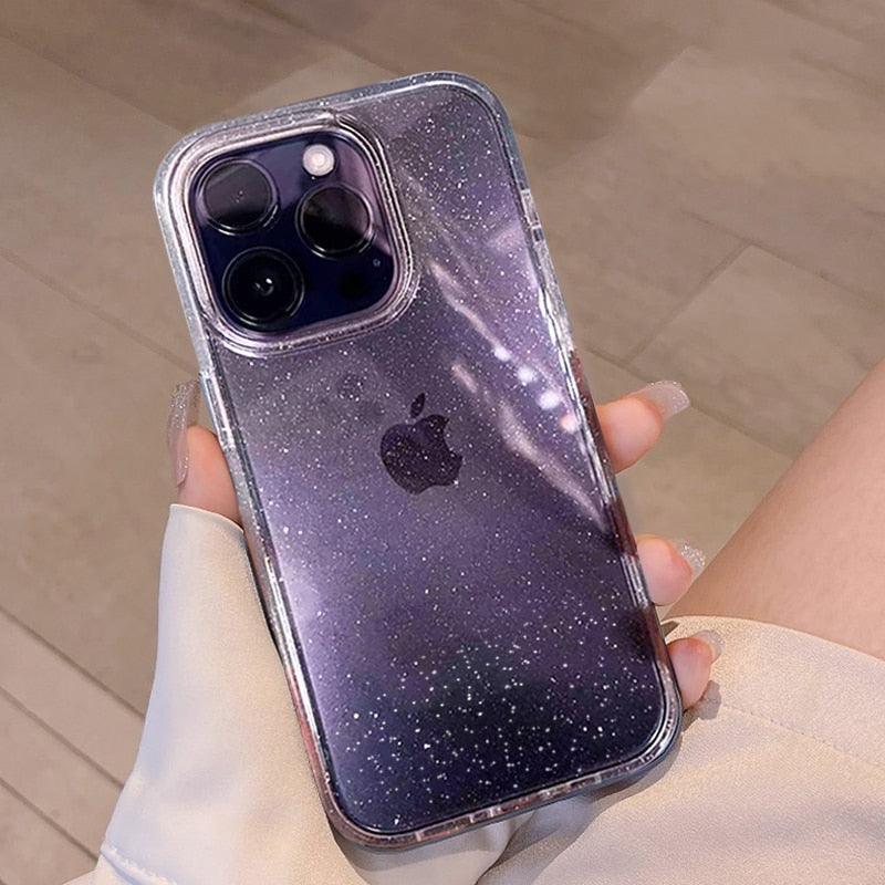 Luxury Glitter Bumper Crystal Clear Sparkly Glitter Shiny Soft Flexible Slim Fit Drop Protection Shockproof Cover For iPhone 14 13 12 11 Pro Max Mini X XS Max XR 14 7 8 Plus Silicone Cover