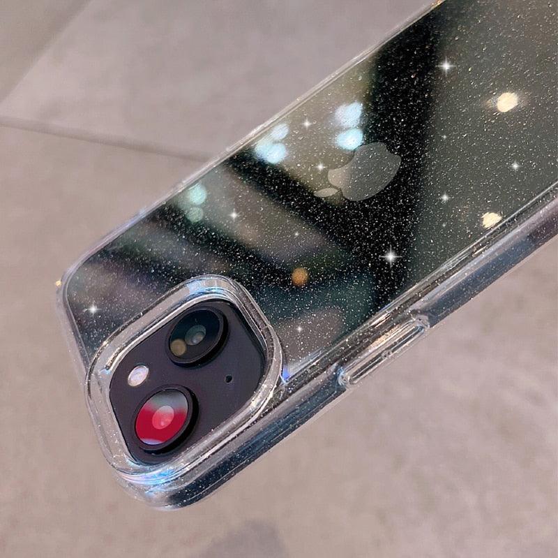 Luxury Glitter Bumper Crystal Clear Sparkly Glitter Shiny Soft Flexible Slim Fit Drop Protection Shockproof Cover For iPhone 14 13 12 11 Pro Max Mini X XS Max XR 14 7 8 Plus Silicone Cover