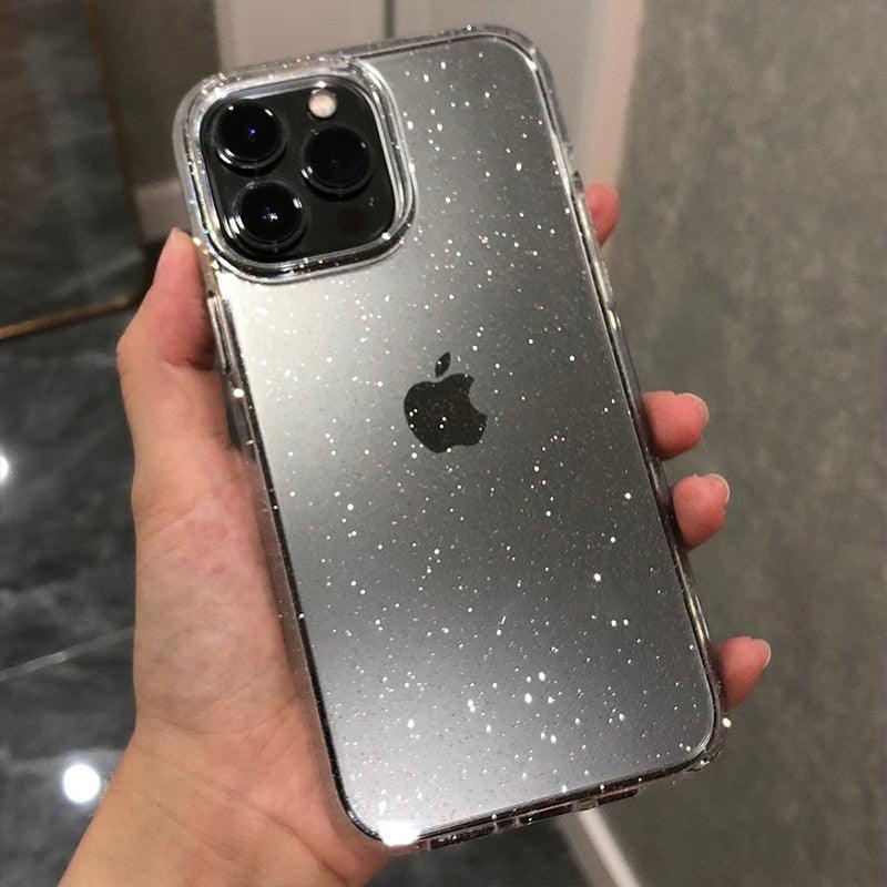 Luxury Glitter Bumper Crystal Clear Sparkly Glitter Shiny Soft Flexible Slim Fit Drop Protection Shockproof Cover For iPhone 14 13 12 11 Pro Max Mini X XS Max XR 14 7 8 Plus Silicone Cover