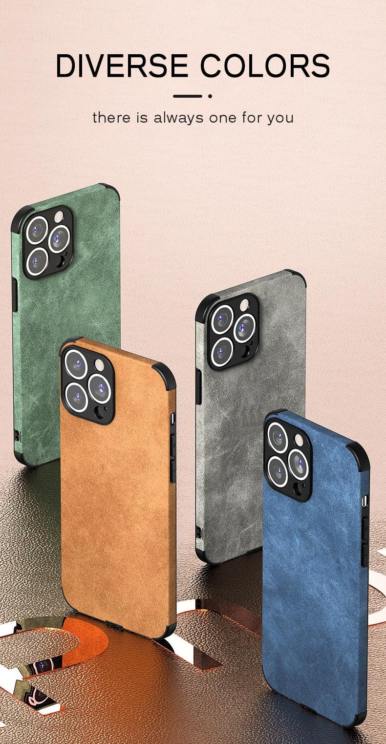 Luxury Leather Phone Case For iPhone 14 13 12 11 Pro Max Mini X XS XR 7 8 Plus SE Retro Solid Color Soft Silicone Cover PU Leather Classic Luxury Business Slim Cover Non-Slip Anti Scratch Full Protective Phone Cases