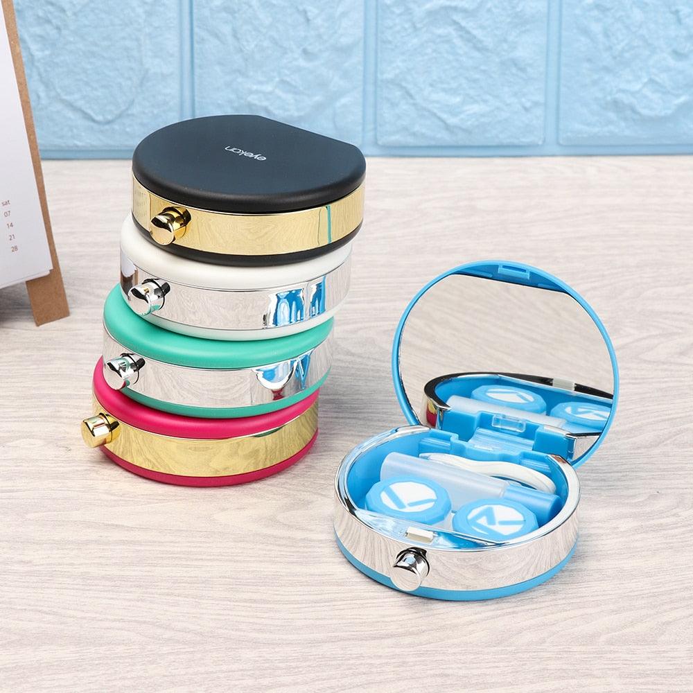 Luxury Portable Contact Lens Case New Design Perfume Bottles Shaped Lenses Storage Soaking Box Container Mirror Cover Holder Portable Cute Eye Contact Lense Remover Tool With Mirror For Teen Girls Women Travel Carry