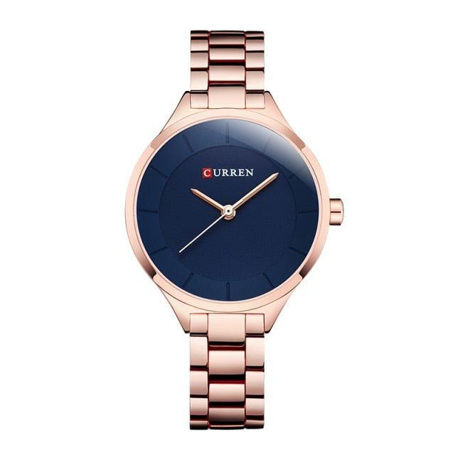 Luxury Rose Gold Womens Watch Stainless Steel Wrist Watches Fashion Thin Quartz Ladies Watch Waterproof Stainless Steel Wrist Watch Elegant Round Design For Women