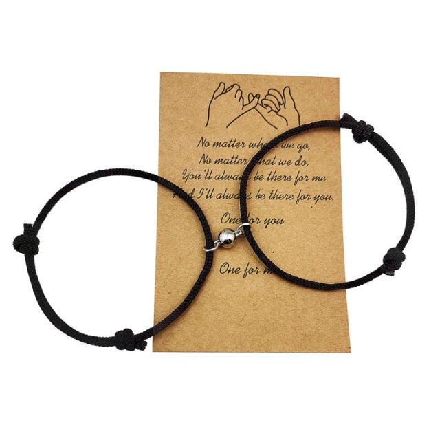 Magnet Bracelet Couple Handmade Adjustable Rope Matching Bracelet Infinite Love Braclet Couples 2 Pieces Relationship Magnetic Bracelet Mutual Attraction Rope Braided Couple Bracelet Pinky Promise Friendship Bracelet For Best Friend