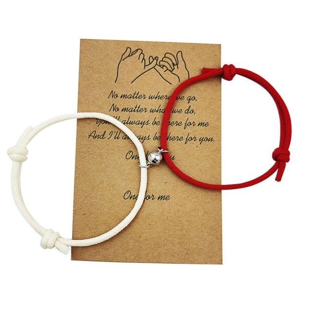 Magnet Bracelet Couple Handmade Adjustable Rope Matching Bracelet Infinite Love Braclet Couples 2 Pieces Relationship Magnetic Bracelet Mutual Attraction Rope Braided Couple Bracelet Pinky Promise Friendship Bracelet For Best Friend