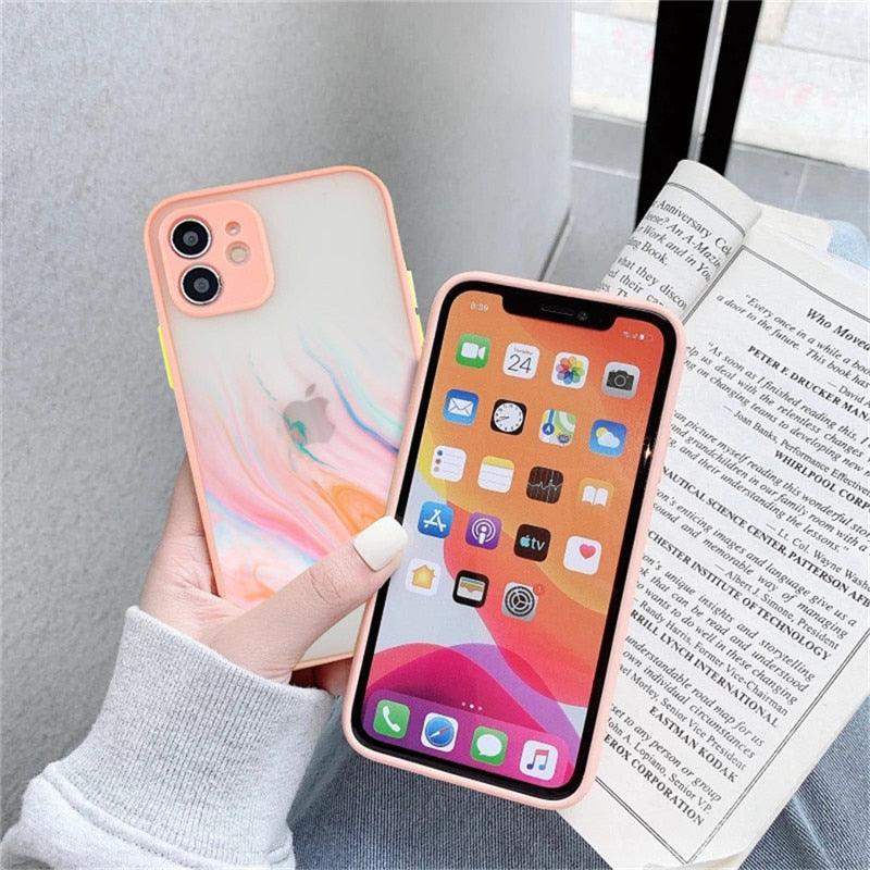 Marble Pattern Aesthetic Silicone Ultra Thin Scratch-Resistant Shockproof Mobile Phone Case For iPhone 11 Case Stylish Soft Camera Protective Cover For iPhone 12 Pro Max Mini XR XS Max X 7 8 Plus Case