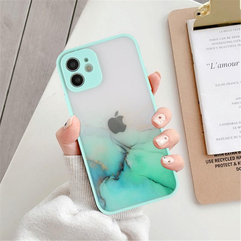 Marble Pattern Aesthetic Silicone Ultra Thin Scratch-Resistant Shockproof Mobile Phone Case For iPhone 11 Case Stylish Soft Camera Protective Cover For iPhone 12 Pro Max Mini XR XS Max X 7 8 Plus Case