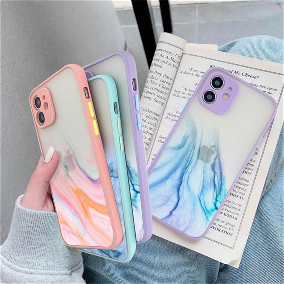 Marble Pattern Aesthetic Silicone Ultra Thin Scratch-Resistant Shockproof Mobile Phone Case For iPhone 11 Case Stylish Soft Camera Protective Cover For iPhone 12 Pro Max Mini XR XS Max X 7 8 Plus Case