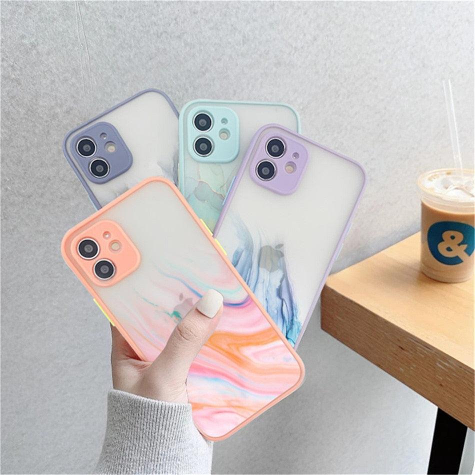 Marble Pattern Aesthetic Silicone Ultra Thin Scratch-Resistant Shockproof Mobile Phone Case For iPhone 11 Case Stylish Soft Camera Protective Cover For iPhone 12 Pro Max Mini XR XS Max X 7 8 Plus Case