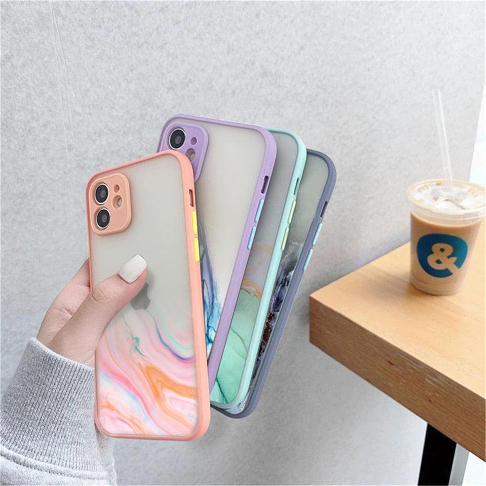 Marble Pattern Aesthetic Silicone Ultra Thin Scratch-Resistant Shockproof Mobile Phone Case For iPhone 11 Case Stylish Soft Camera Protective Cover For iPhone 12 Pro Max Mini XR XS Max X 7 8 Plus Case