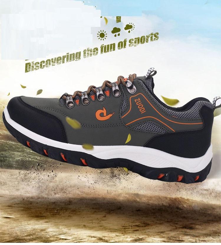 Men's Sports Hiking Shoes Low-Top Breathable Non-Slip Wear-Resistant Outdoor Leisure Sports Shoes Men Leather Non-Slip Sneakers Lightweight Low Top For Outdoor Trailing Walking Shoes