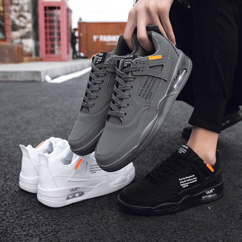 Men White Casual Leather Fashion Sneakers Breathable Sports Running Shoes Leather Running Sport Air Cushion Outdoor Training Sneakers High Quality Design
