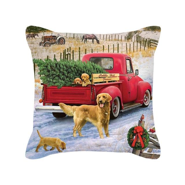 Merry Christmas Cushion Covers Snowman Christmas Santa Pillow Covers Santa Claus Pillow Covers Christmas Tree Santa Deer Printed Pillow Cover Home Decor Pillowcase For Couch 45X45CM