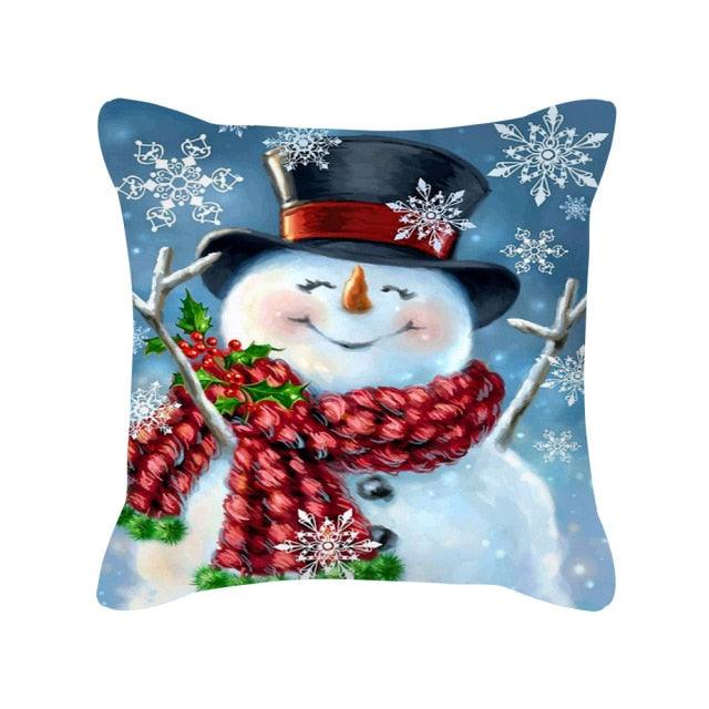 Merry Christmas Cushion Covers Snowman Christmas Santa Pillow Covers Santa Claus Pillow Covers Christmas Tree Santa Deer Printed Pillow Cover Home Decor Pillowcase For Couch 45X45CM
