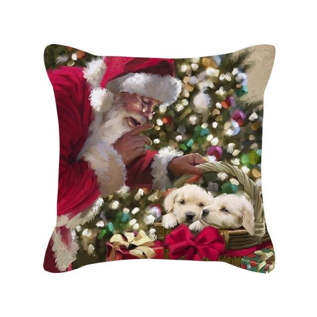 Merry Christmas Cushion Covers Snowman Christmas Santa Pillow Covers Santa Claus Pillow Covers Christmas Tree Santa Deer Printed Pillow Cover Home Decor Pillowcase For Couch 45X45CM