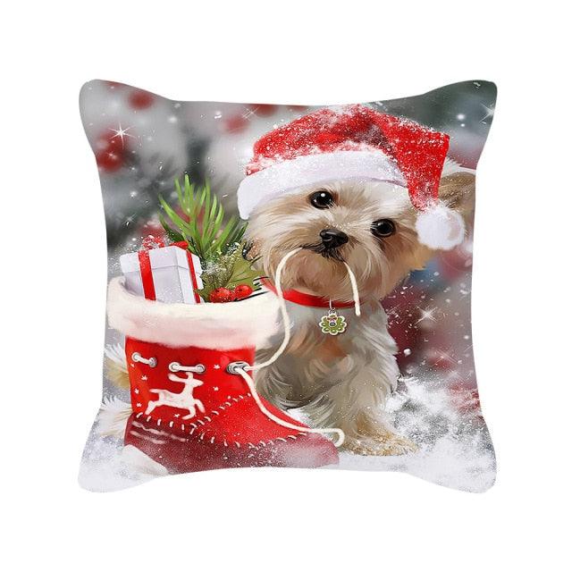 Merry Christmas Cushion Covers Snowman Christmas Santa Pillow Covers Santa Claus Pillow Covers Christmas Tree Santa Deer Printed Pillow Cover Home Decor Pillowcase For Couch 45X45CM