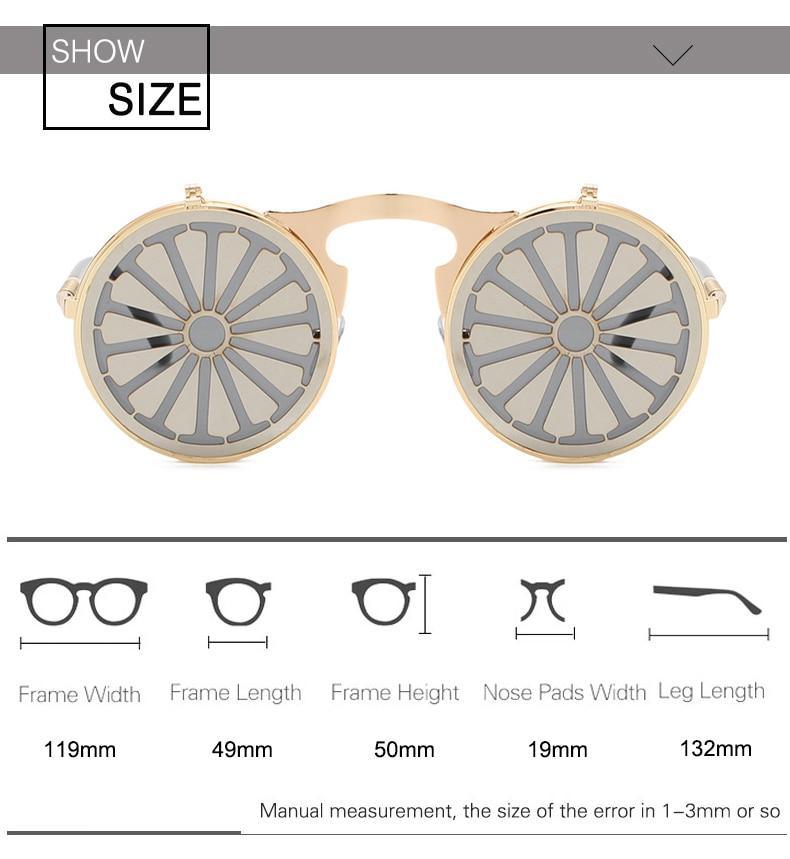 Metal Round Sunglasses For Women Fashionable Glasses For Man Popular Style Flip Design Frame Decent Vintage Style Sunglasses In High Quality Round Polarized Sunglasses for Men Women Small Retro Metal