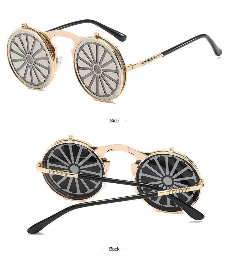 Metal Round Sunglasses For Women Fashionable Glasses For Man Popular Style Flip Design Frame Decent Vintage Style Sunglasses In High Quality Round Polarized Sunglasses for Men Women Small Retro Metal