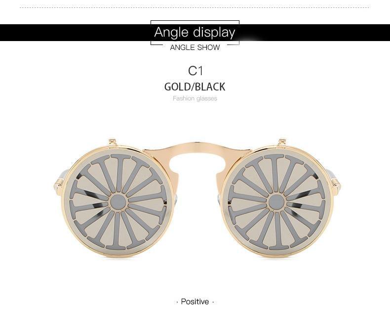 Metal Round Sunglasses For Women Fashionable Glasses For Man Popular Style Flip Design Frame Decent Vintage Style Sunglasses In High Quality Round Polarized Sunglasses for Men Women Small Retro Metal